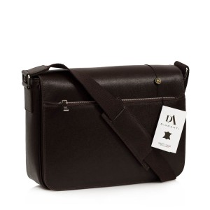 Geanta office pentru laptop 13" si documente din piele naturala safiano DiAmanti Benevento-M Testa di Moro